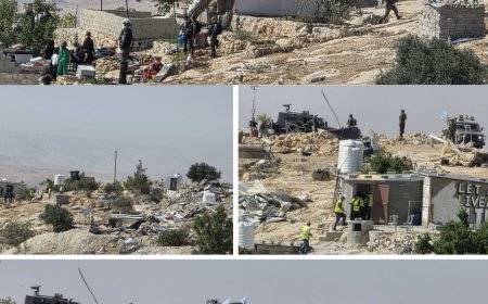 الاحتلال يهدم 12 خيمة ومسكنا في خلة الضبع بمسافر يطا جنوب الخليل